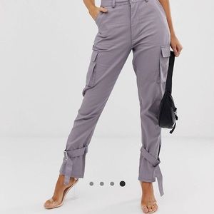 Misguided Cargo Pants with Tie Cuffs